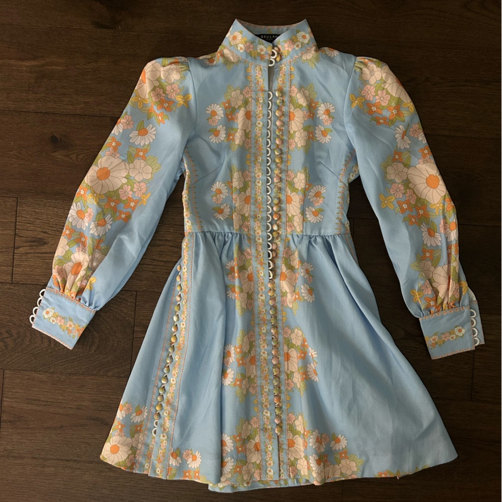 Beulah “Leila” blue floral dress S